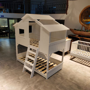 เตียงสองชั้นไม้จริงทรงบ้านต้นไม้ทันสมัย ขนาดทวินโอเวอร์ทวิน/ทวินโอเวอร์ฟูล สำหรับเด็ก - Product Image 1