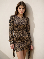 Soldes Exceptionnelles 2025 – Robes Décontractées à Manches Longues pour Femmes, Imprimé Léopard Mini, Grandes Tailles, Impression Numérique, Taille Naturelle