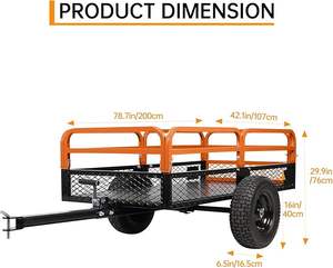 Chariot à benne basculante en acier robuste de 15 pieds cubes, capacité de 1500 lb, remorque utilitaire de jardin, côtés amovibles, lit basculant à commande au pied, pelouse-OEM - Product Image 3