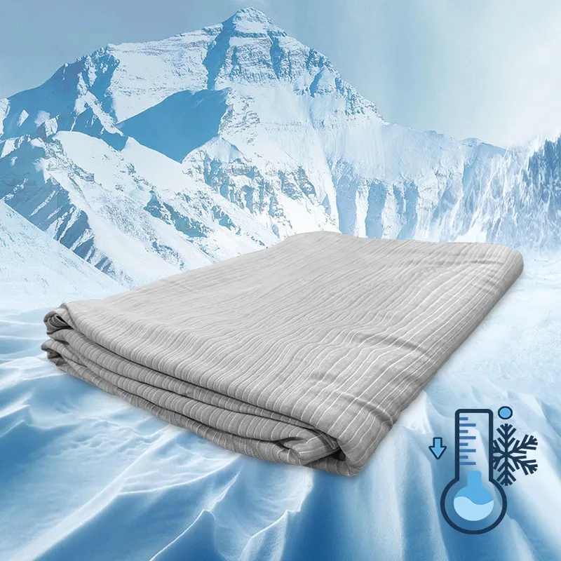 Amazon Bedding Throw Sleeping Summer Blanket Custom Nylon Absorbs Heat Ice Silk Cooling Blanket For Hot Sleepers