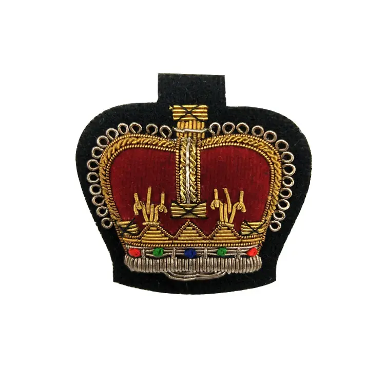 Bullion wire spring embroidered embroidery badge pure hand embroidered fashion luggage lace crown Badge