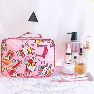 Tas perlengkapan mandi lucu kualitas tinggi tas kosmetik Travel tahan air murah tas Makeup kartun warna merah muda Hello Kt untuk wanita