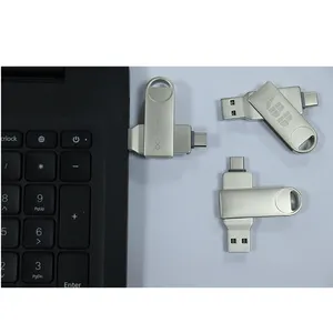 Zilver 2 In 1 Type C En Een Interface Metaal Otg Usb Gepersonaliseerde Jump Drives Voor Fotografen