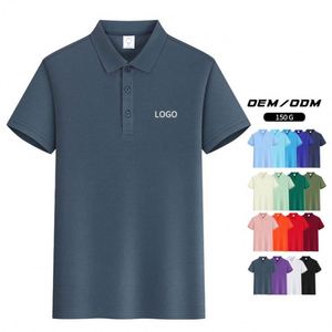 เสื้อโปโลกอล์ฟผู้ชาย ผ้าฝ้ายผสมโพลีเอสเตอร์ สีขาวดำล้วน แบบเรียบ  ปักลาย พิมพ์ลาย ออกแบบเองได้ - Product Image 4