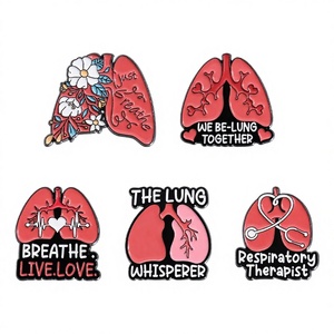 Broches personnalisées en émail sur le thème des poumons, pour thérapeutes respiratoires, avec la phrase 'We Be Lung Together', badges de revers, accessoires de bijouterie médicale - Product Image 2