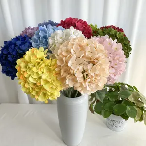 ขายส่งดอกไม้ผ้าไหมคุณภาพสูงดอกไม้ไฮเดรนเยียประดิษฐ์เดี่ยวสำหรับตกแต่งบ้านงานแต่งงาน