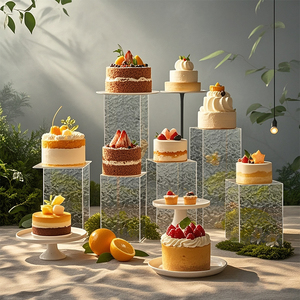 Acrylic tiệc cưới tự chọn món tráng miệng hiển thị đứng trong suốt Acrylic Hộp Cube thực phẩm risers Set - Product Image 5
