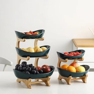 Creative European Three Layer Fruit <b>Plate</b> Bamboo Wood <b>Rack</b> Household Snack Tray For Candy Dried Fruit Storage Organizer - Product Image 4