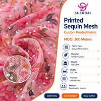 Kain Jaring Payet 140GSM Poliester Cetak Stretch Net Glitter Tulle untuk Gaun Anak Perempuan Rok Pesta Kostum Tari