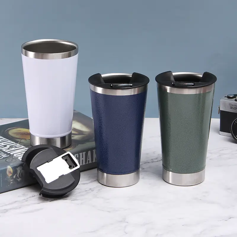 Tasse à bière thermos avec ouvre-bouteille, tasse à café de voyage, tasse à bière en acier inoxydable de 580ml