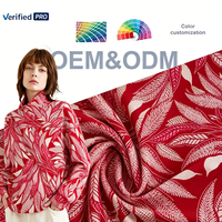 Impression numérique personnalisée directe d'usine, tissu croisé à motif de feuilles rouges et de plumes, service OEM ODM personnalisé, robe pour femmes et garçons