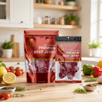 Sacs en plastique pour viande, imprimés sur mesure, refermables, étanches, avec soudure thermique sur 3 côtés, pour l'emballage de bœuf séché et de steak