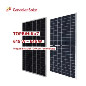 Kanada n-tipe 615W 620W 625W 630W 635W 640W 645W 120 W Bifacial sel atap Panel surya