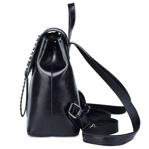 Fashion Women Anti-Theft Shoulder Handbag <b>Black</b> Genuine Leather <b>Backpack</b> Casual Bag - Product Image 4