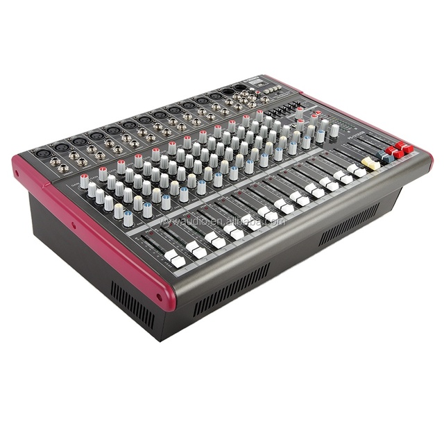 12 Channels Class AB Power Amplifier Professional Powered Audio Mixer for Performance Home Theater Stage Nightclub