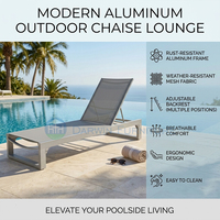 Chaise longue de piscine extérieure en aluminium robuste Foshan Darwin avec coussin en maille résistant aux UV et antirouille