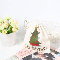 Pochette cadeau de Noël personnalisée Sublimation toile de coton Santa Sacks emballage sac à cordon