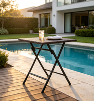 Table carrée pliante légère et portable pour balcon extérieur, anti-rouille, étanche, 23,62 pouces, prix de gros