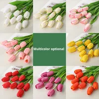 Fleur artificielle de tulipe, toucher humide, haut de gamme, décoration intérieure, salon, table à manger, bouquet de luxe, ornement