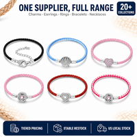 Bracelet à breloques MULA en argent sterling 925 pour femme, avec coquillage en forme de cœur, cordon en cuir et pierre de zircon, pour la création de bijoux fantaisie et la confection de cadeaux