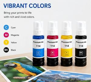 EBEST Bottiglia d'Inchiostro di Alta Qualità 114 Compatibile con Epson ECO Tank 8500 8550, Inchiostro a Base d'Acqua per <span class=keywords><strong>Stampanti</strong></span> a Colori - Product Image 2