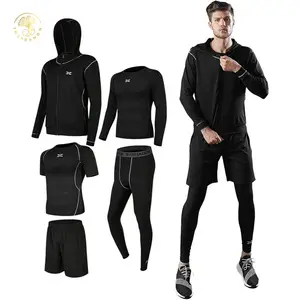 Oem 도매 하이 퀄리티 저렴한 5 조각 운동복 통기성 지속 가능한 운동 스포츠 착용 세트 세트 남성용