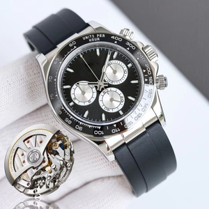 Reloj Cronógrafo Negro Automático para Hombre, Caja de Acero Inoxidable, Correa de Goma, Reloj de Pulsera Mecánico Deportivo - Product Image 6