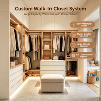Meuble de rangement de luxe sur mesure pour vestiaire moderne, dressing pleine hauteur avec îlot de tiroirs pour villa et appartement