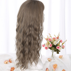 Venta caliente peluca para mujer encaje frontal rizado aire flequillo trenza diadema fibra sintética Pelo Largo rizado - Product Image 4