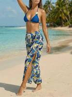 Nouvel ensemble bikini 3 pièces 2026 : Haut triangle imprimé requin, pantalon large et cache-maillot – Maillot de bain trois pièces personnalisé