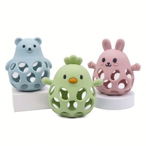 Bán buôn cấp thực phẩm Hollow Teether Rattle BPA <span class=keywords><strong>free</strong></span> mềm động vật trẻ em mọc răng Đồ chơi bé Silicone Teether cho răng - Product Image 1