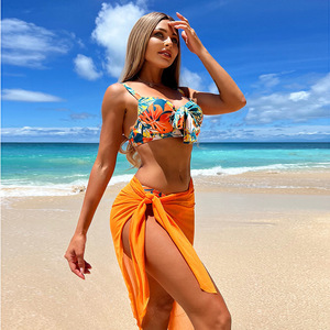 RUIQUWIN 2025 Logo personnalisé femmes Sexy imprimé Bikini maille jupe trois pièces maillots de bain ensemble séchage rapide vacances maillots de bain - Product Image 2