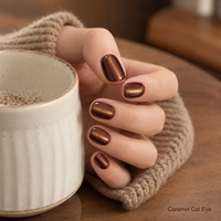 Suuseegel Coffret de vernis gel effet œil de chat Caramel Châtaigne 15ml avec 10 nuances brunes chaudes pour le nail art d'automne