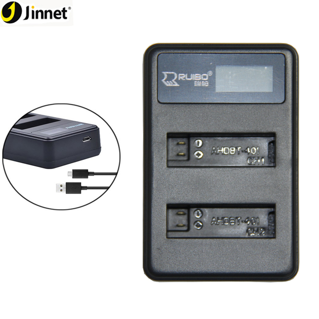 LCD Dual USB Charger AHDBT-401 BT-401 Mini Duo Chargers USB-C for Go Pro Hero4 Hero 4 Black Action Sport Camera Battery