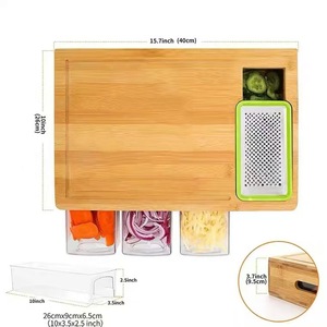 <b>Wooden</b> Cutting Board With Storage Drawers Multifunctional Kitchen Chopping <b>Block</b> For Vegetables And Fruits Rectangle Solid Wood - Product Image 4