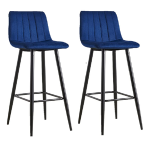 Sillas <span class=keywords><strong>Altas</strong></span> de Bar <span class=keywords><strong>para</strong></span> Cocina, Color Azul, <span class=keywords><strong>con</strong></span> <span class=keywords><strong>Respaldo</strong></span> de Rayas Verticales, <span class=keywords><strong>para</strong></span> Cocina y Restaurante - Product Image 1