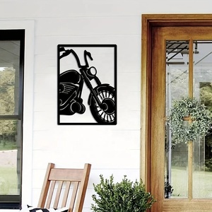 Vente en gros de décoration murale en métal découpé au laser nature morte décoration d'art mural de moto artisanat décor suspendu - Product Image 3
