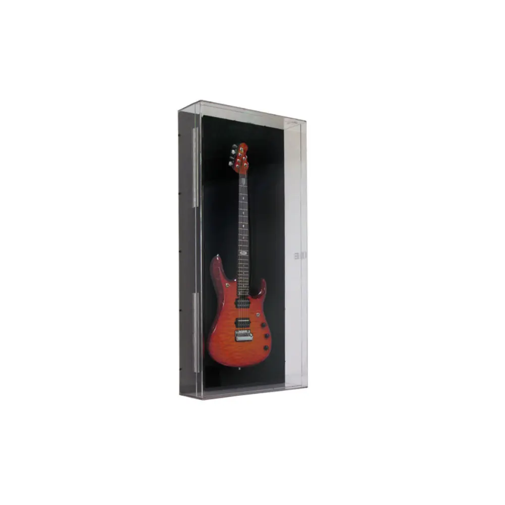 Wall Mount Acrylic Guitar Showcase Lockable Perspex Acoustic Guitar Display Box Black Back Electric Guitar Cabinet