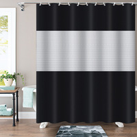 Rideau de douche en tissu imperméable avec design de couture boutonnière tendance pour salle de bain
