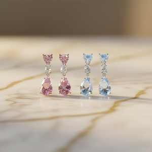 Orecchini Pendenti in Quarzo Rosa, Argento 925, Forma a Goccia con Montatura a Griffe, Gioielli Classici da Donna per Feste, Orecchini in Cristallo Rosa - Product Image 2