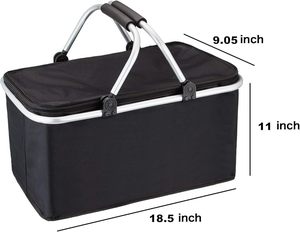 Panier de pique-nique isotherme pliable personnalisable, paniers de courses légers en tissu avec poignées, panier pliable - Product Image 3