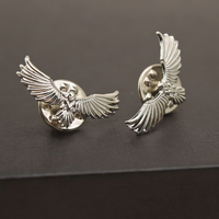 Épinglette personnalisée en métal 3D Aile d'Aigle, finition argent brillant, pour veste, chapeau, sac – Collection d'épinglettes ailes