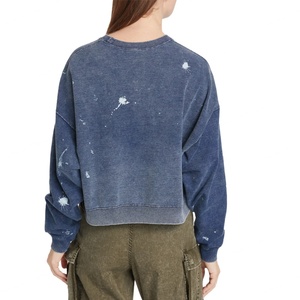 Sudadera Corta de Diseño Personalizado para Chicas, Cuello Redondo, Hombros Caídos, Manga Larga, Felpa Francesa, Estilo Informal - Product Image 5