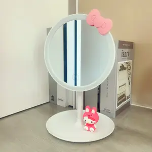 Умное настольное зеркало Hello Kitty со светодиодной подсветкой и сенсорным экраном, съемное карманное зеркало для макияжа, туалетный столик, заполняющий свет, зеркало