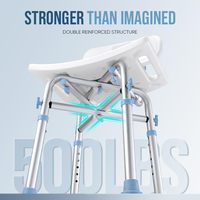 Chaise de douche réglable en alliage d'aluminium avec dossier amovible, siège de toilette médical de sécurité pour personnes âgées et handicapées, utilisation en salle de bain