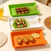 Juego de 4 Platos Cuadrados de Melamina con Logotipo Personalizable, Reutilizables y Apilables, para Fiestas, Libres de BPA