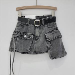 OUDINA Vendita all'Ingrosso di Eleganti Minigonne <span class=keywords><strong>Cargo</strong></span> Multi-tasca per Donne, Gonne Corte in Denim - Product Image 5