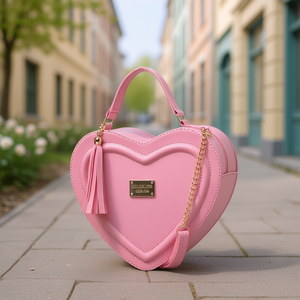 Bolso de Mano de Lujo para Mujer Fana, Color Rosa, Forma de Corazón, Pequeña Capacidad, Correa Única, Cierre Abierto, Cuero Vegano de Microfibra, Uso Diario - Product Image 2