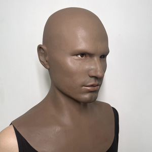 Masques en silicone haute simulation avec cheveux, peau brune foncée, masque facial réaliste en silicone, masque d'Halloween, accessoire de tête pour acteur de film - Product Image 4