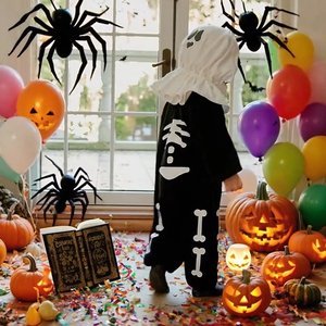 Teschi con stampa tutine per vestiti per bambini tutina in cotone tutina per neonato tuta da neonato abbigliamento nero per bambine - Product Image 6